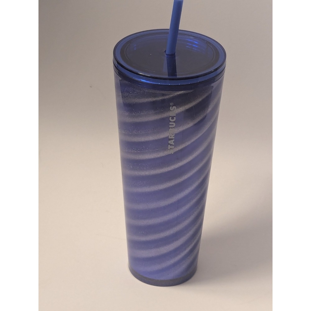 NEW‎ Starbucks Christmas Holiday 2023 Blue & Silver Swirl Venti Cold Cup Tumbler